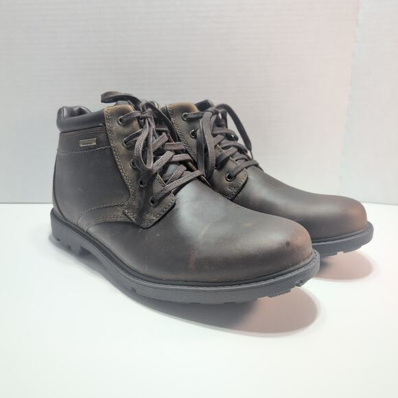 Rockport Storm Surge Plain Toe Work Boots Men's11 HydroShield Waterproof Leather - Picture 1 of 11